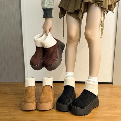 Женские зимние теплые меховые ботинки большого размера, утолщенные, на толстой подошве, ботильоны, нескользящие, для пешего туризма, спортивные ботинки Мартин