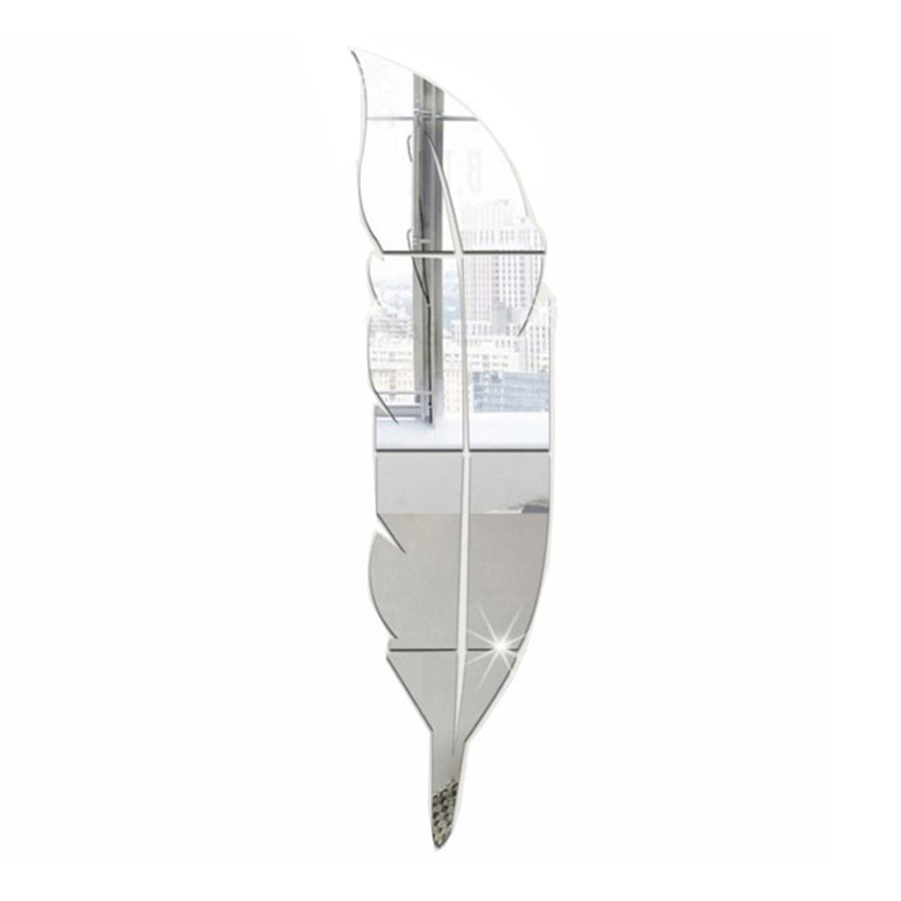 DIY Feather 3D Mirror Wall Sticker Acrylic Self Adhesive Sticker Decal for Living Room Bathroom Art Home Decor Mural Wallpaper