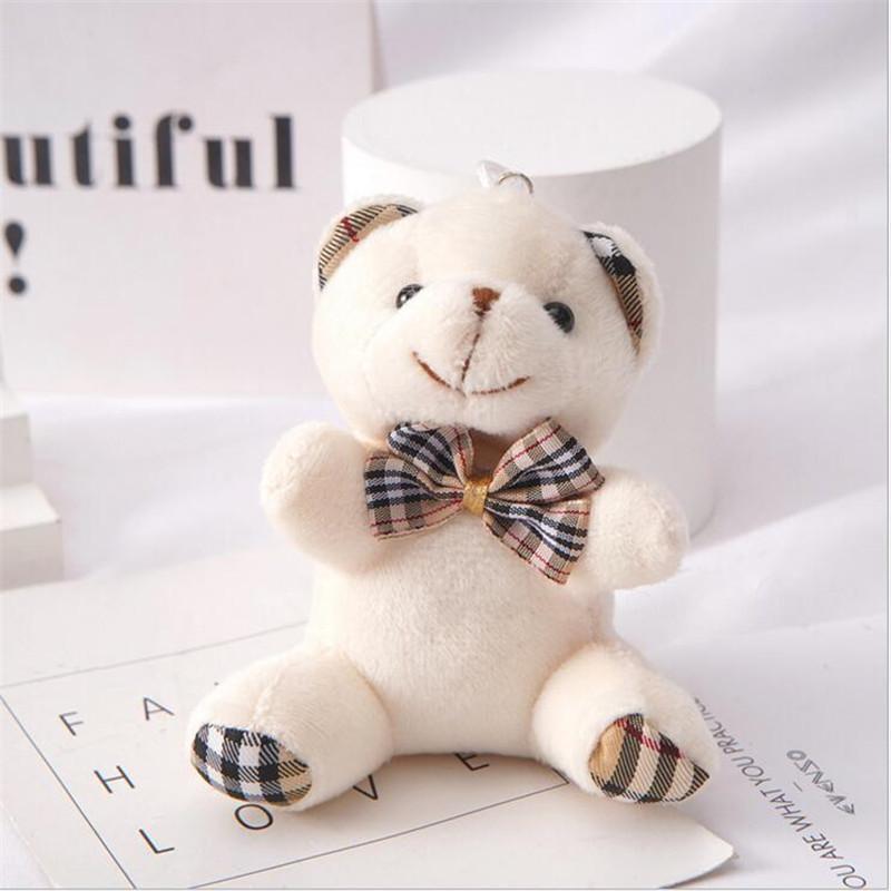 1 шт. Мини-бабочка, сидящий медведь, плюшевая игрушка на День святого Валентина, букет, медведь, автомобильный брелок, подвеска, милый клетчатый двойной фестиваль, 10 см