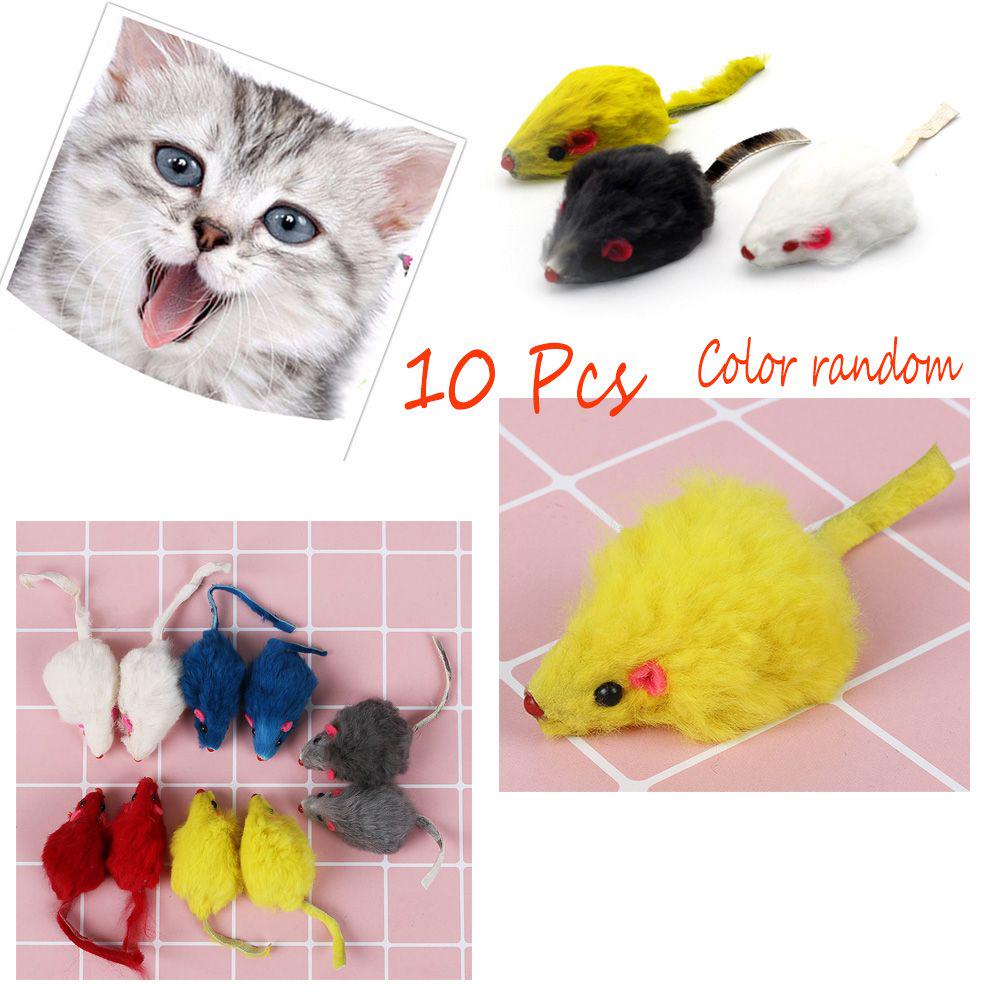 Color Random Mini Pet Supplies Kitten Puppy Cat Play Toys Fake Mouse Simulation Mice Squeak Noise