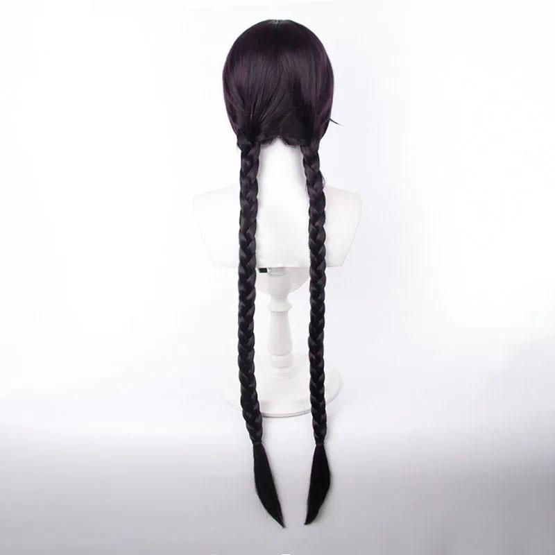 Парик для косплея Toko Fukawa, аниме Danganronpa, длинные темно-фиолетовые косички, термостойкие синтетические волосы, парики для Хэллоуина + шапочка для парика