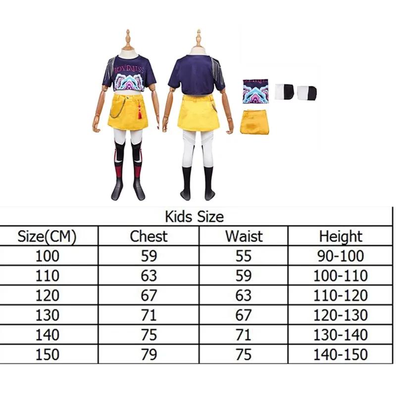 2026 HalloweenDémons Enfants Mira Zoey Cosplay 2025 Chasseurs Costume Filles T-shirt Jupe Chaussettes Tenues Roleplay Halloween