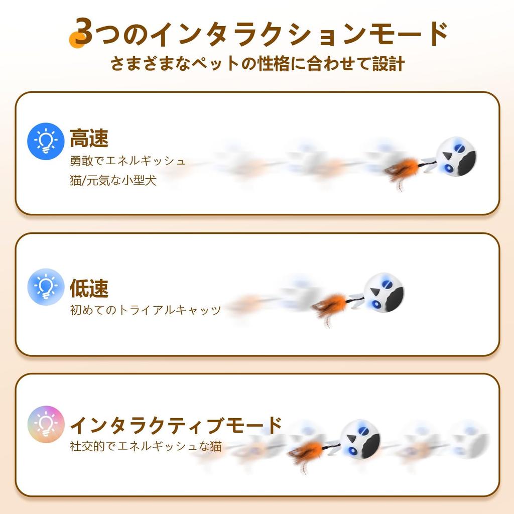 ORSDA Cat Ball Toy, Automatic Bird-Shaped Cat Ball, USB Charging, Interactive Cat Ball Toy with Two Feathered Tails, 4 Modes of Sound and Touch