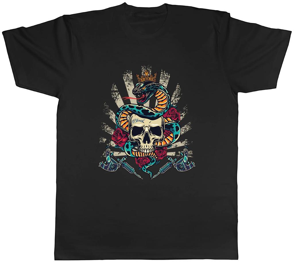 Skull King Mens T-Shirt Tattoo Inked Snake Gothic Unisex Tee Gift