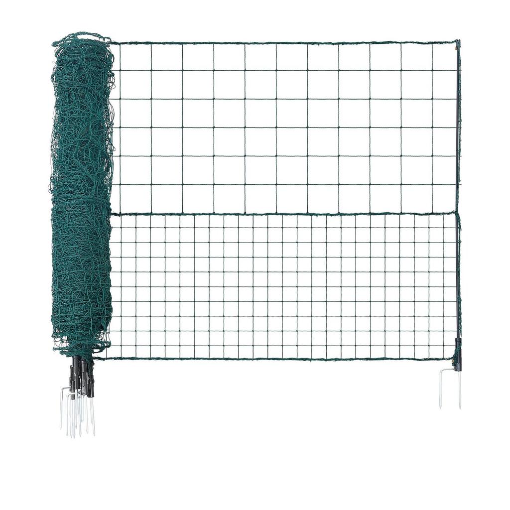 Temporary Fence with Posts, 1.25 x 25m Plastic Mesh Fencing, Garden Safety Fences Netting with Double-Spike Stakes & Guy Ropes, Temporary Fence for