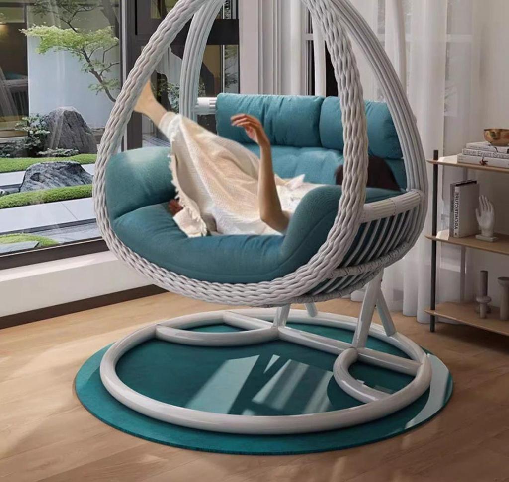 Double Rattan Hanging Basket Chair for Indoor/Outdoor Use