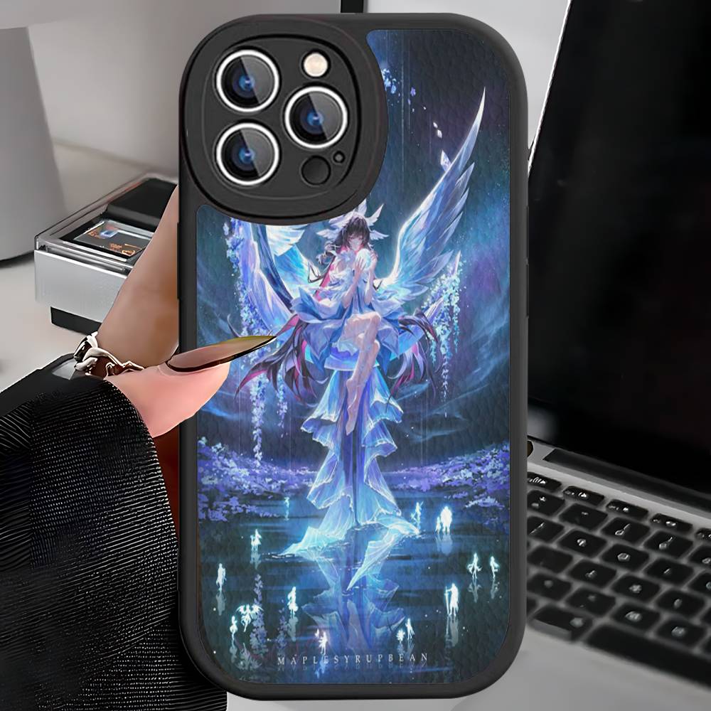 Чехол для телефона Genshin Impact Коломбина Для iPhone 16 15 14 13 12 11 Pro Max Plus Кожаный Мягкий Чехол