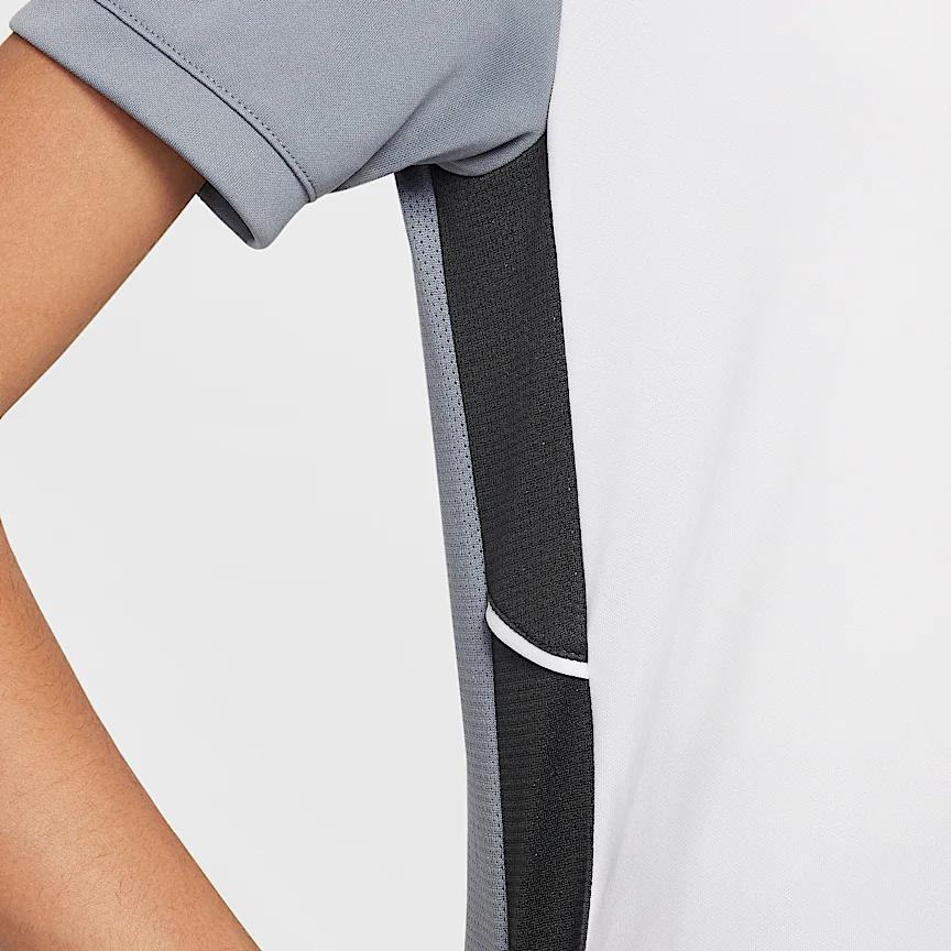 Nike Dri-Fit Academy 25 Сухая Удобная Дышащая Быстросохнущая Футбольная Футболка с Коротким Рукавом Детские Топы Белый Угольно-Черный Холодный-Серый HJ3716-101