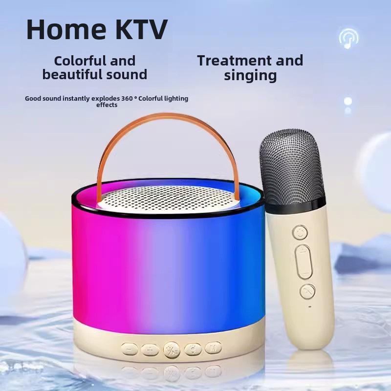 Портативный Bluetooth-динамик K52 с двумя микрофонами для караоке на открытом воздухе и дома