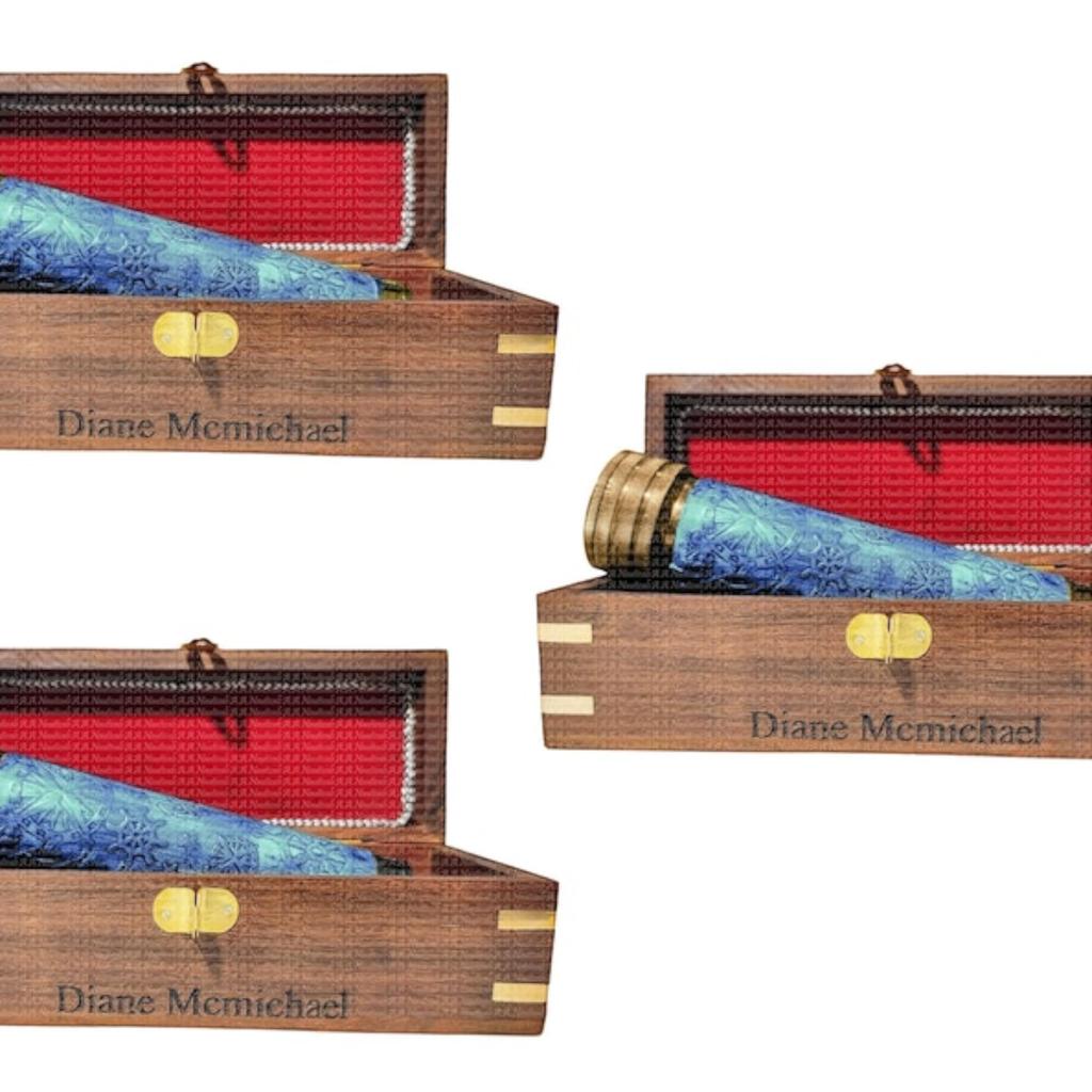 Изготовленный на заказ разноцветный латунный калейдоскоп с кожаной и деревянной коробкой, персонализированный подарок для пап, мужчин, женщин, детей, на дни рождения, рождественский декор (синий)