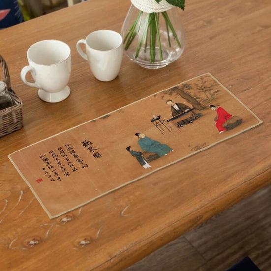 Tea Towel Chinese Painting Tea Coaster Exquisite Workmanship Strong Water Absorption Table Mat for Home
