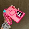 Metal Lens Holder Case For Samsung Galaxy S25 Ultra S23 S24 FE A56 A36 A16 Frosted Magnetic Wireless Charging Wrist Strap Cover