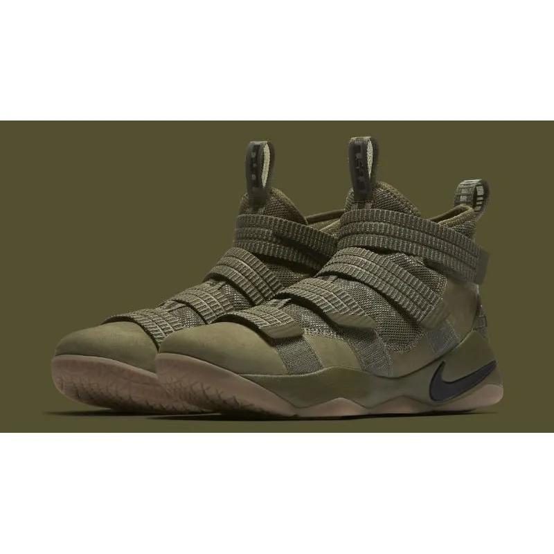 Nike LeBron Soldier 11 'Olive' (Unisex) Medium Olive / Black-Black Basketball Shoes 897646 200