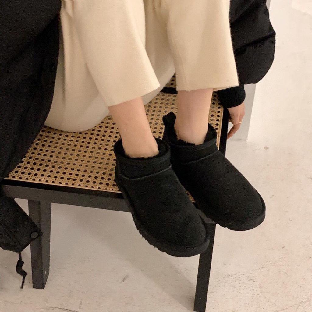 Мини угги из овчины Чжоу Дунъюй: Теплая, Толстая Шерсть, Нескользящий Зимний Стиль для Пар