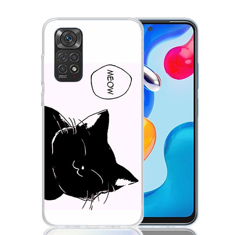 Чехол для телефона с рисунком милого котенка в стиле мультфильма для Xiaomi Redmi Note 15 14 13 12S 12 Pro Plus 11S 11E 11 11T 10S 10 Арт Мягкий Чехол с узором R