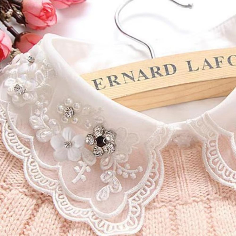 Lace Up Shawl Fake Collar Imitation Pearl Shirt Collar Accessory Women