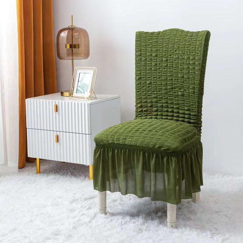 Универсальный эластичный чехол-сирсакер для обеденного стула, чехол с юбкой, съемные чехлы для стульев Парсонс