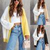 2024 New Autumn and Winter Fashion Casual Patchwork Color Contrast Loose Commuting Women's Cardigan Shawl Mid Length Sweater