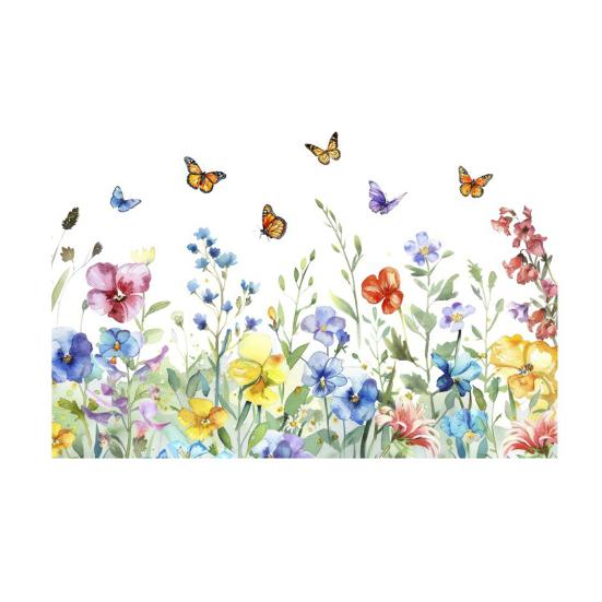 Colorful Floral Window Sticker Removable Flower Window Clings Waterproof Static Window Decal for Home Office Bedroom Bathroom Decor