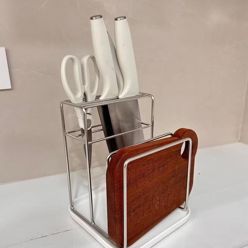 304 Stainless Steel Multifunctional Kitchen Knife & Cutting Board Rack