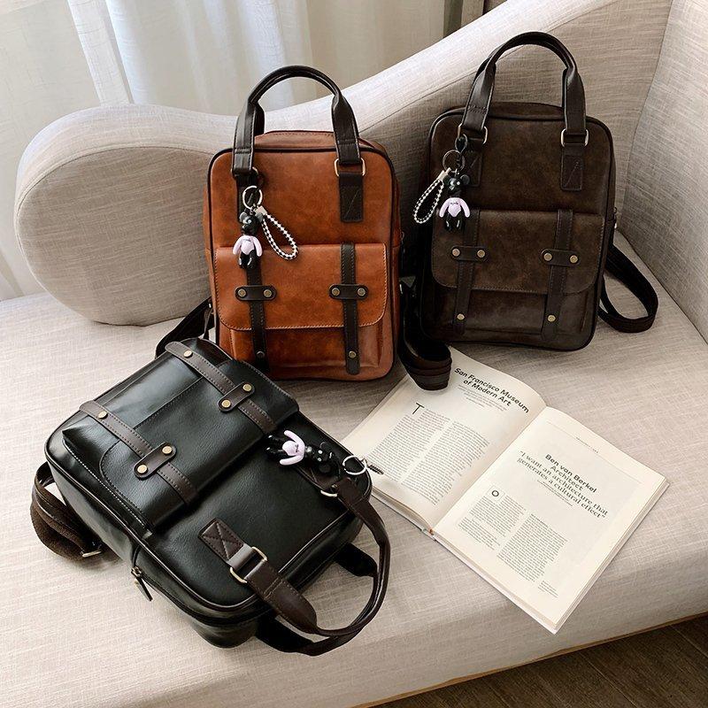 Модный новый дизайнерский высококачественный женский рюкзак из искусственной кожи, винтажный новый женский дорожный рюкзак, однотонные женские сумки через плечо