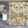 Элегантный 3D-набор для ванной комнаты «Лебеди и розы» - Водонепроницаемая шторка для душа, крышка для унитаза, коврик для ванны и контурный коврик