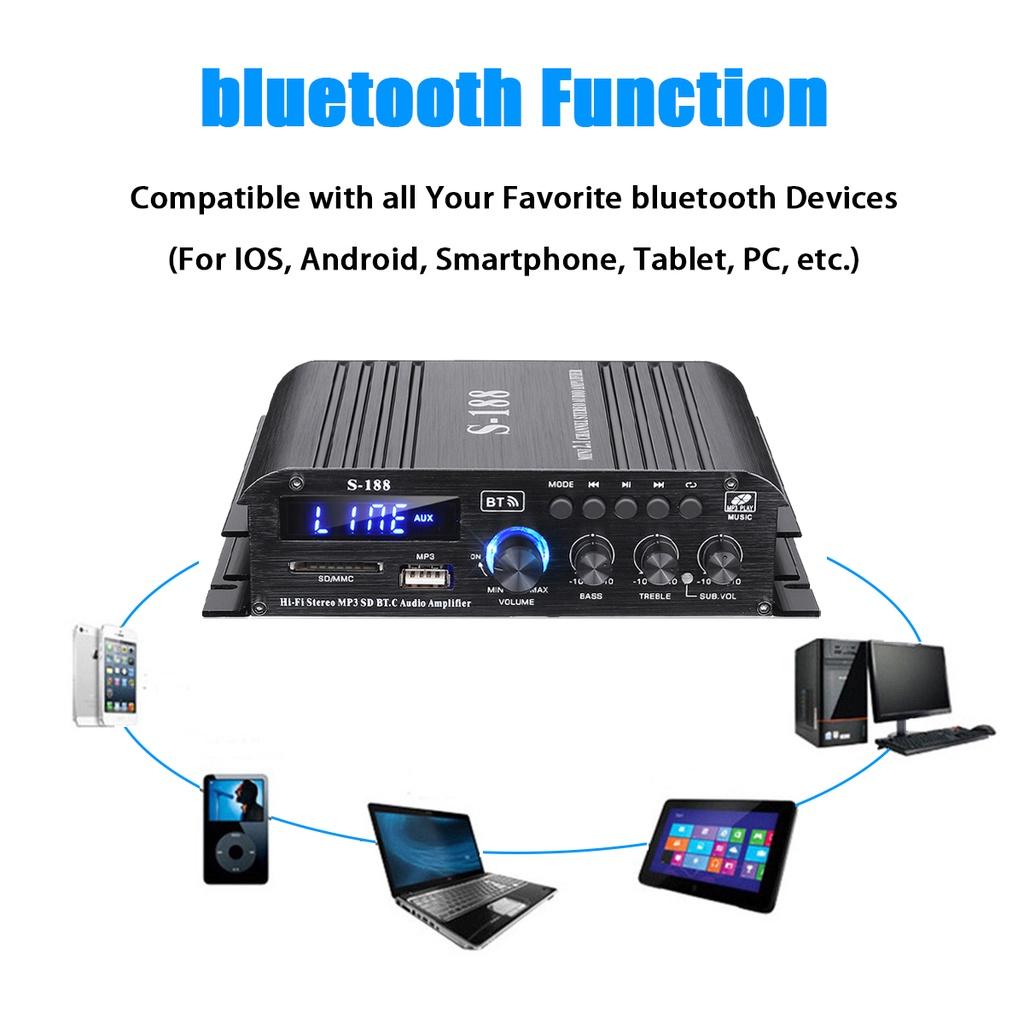 2-канальный усилитель 400 Вт + 200 Вт мини-HIFI усилитель мощности Bluetooth аудио караоке автомобильный кинотеатр усилитель USB/SD AUX вход