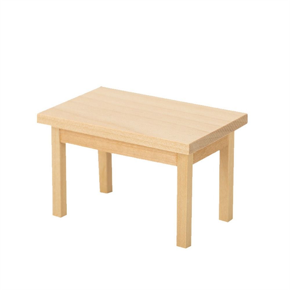 Play Miniature Ornaments 1:12 Dollhouse Wooden Tea Table Simulation Wood Table Kids Play Toys
