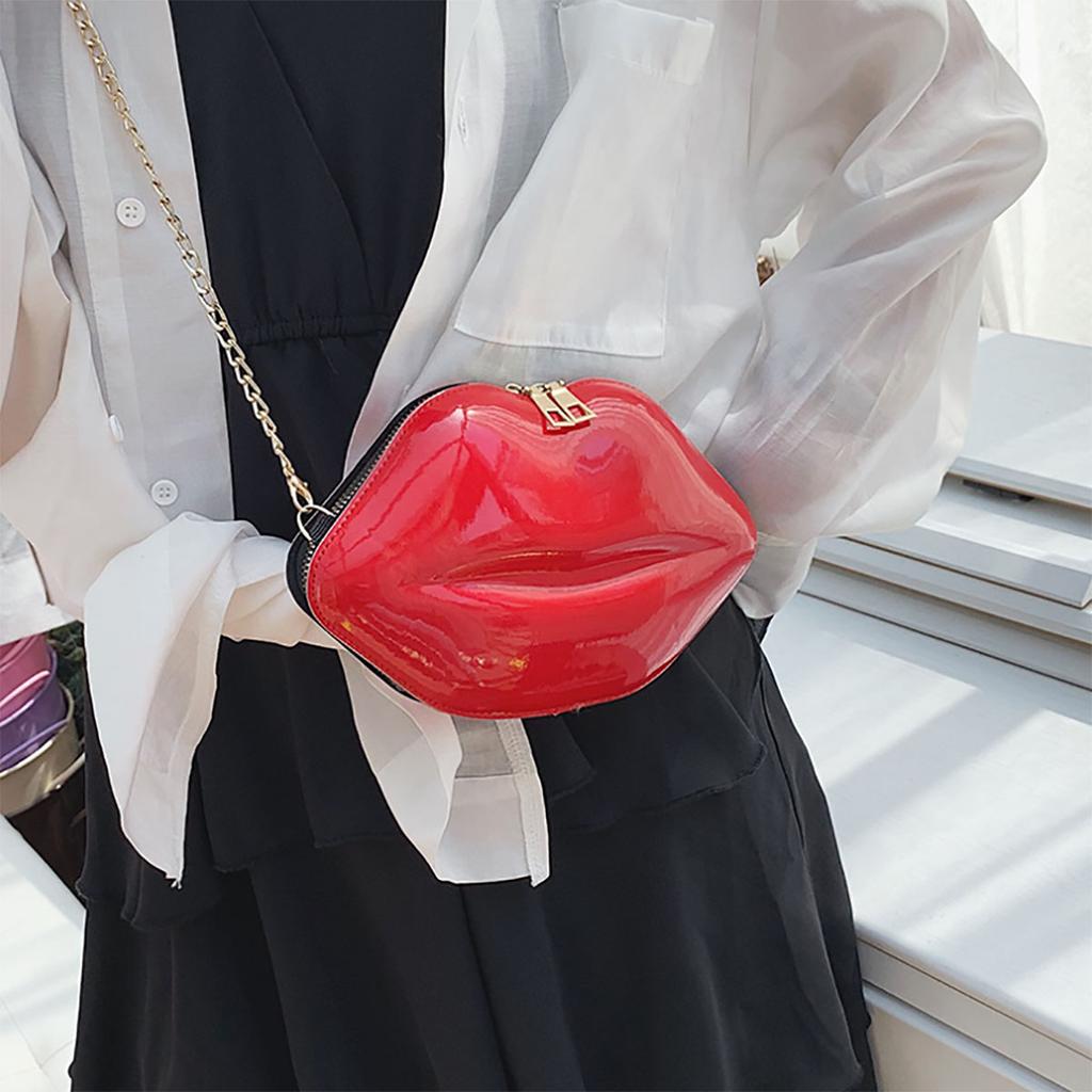 1 шт. Niche Red Lip Shaped Chain Bag Новинка Мини Сумка через плечо Женская Стильная Сумка на молнии