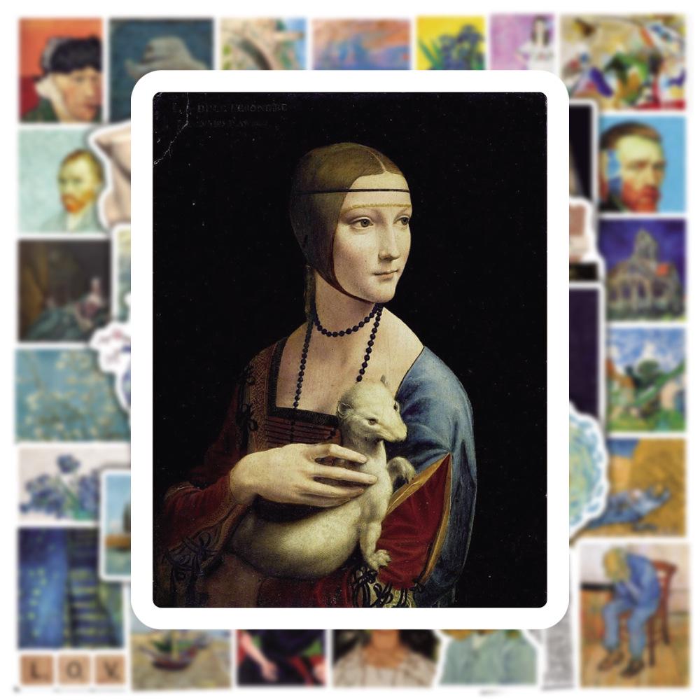 50 Ретро граффити стикеров Ван Гог и Мона Лиза для искусства, чемоданов, ноутбуков и декора в стиле фэн-шуй