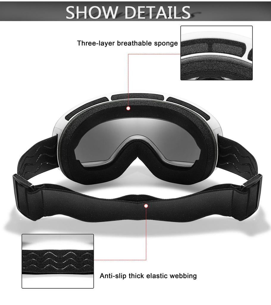 Высококачественные противотуманные горнолыжные очки со сферической линзой в форме запятой