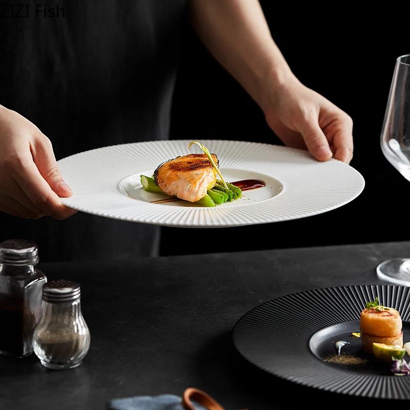 Minimalism Ceramic Main Dish Restaurant Western Food Steak Plate Creative French Pasta Plate Kitchen Porcelain Dinner Tableware