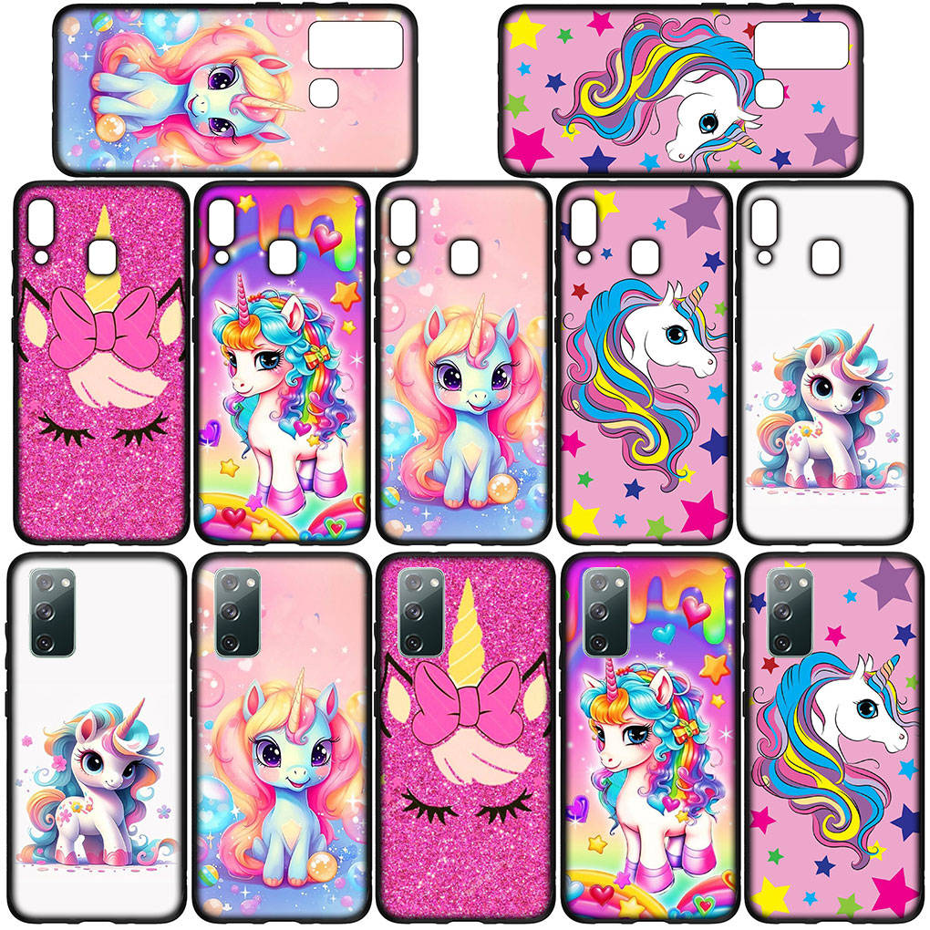 Чехол для телефона Samsung Galaxy S24 S23 iPhone 15 14 Xiaomi Redmi Note 13 12 11 8 10 9 Pro Max X XR OPPO A15 Huawei Lovely Unicorn Horse Cover