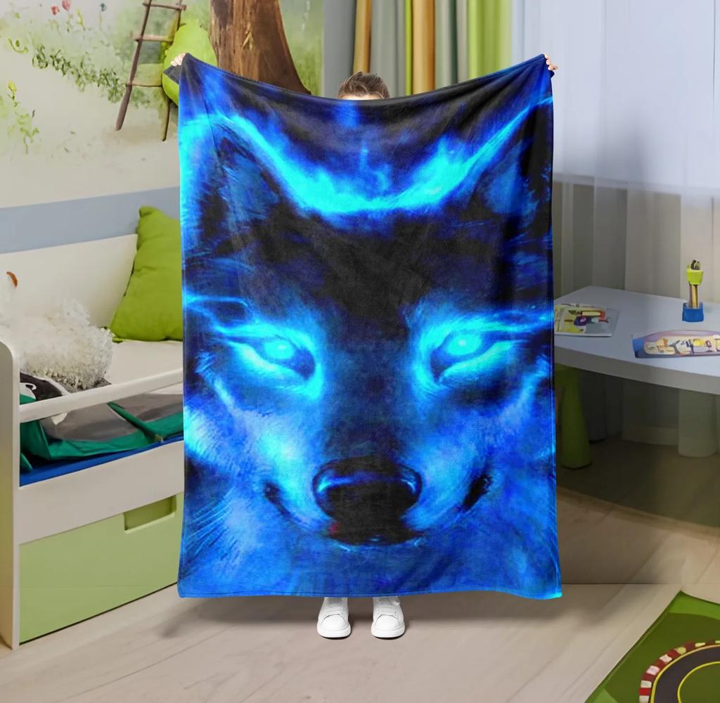 1PC Throw Cute Dinosaur animals theme Flannel Blanket Soft thin Blankets wolfs art for Sofa Bed Car Camp wild animals theme gift