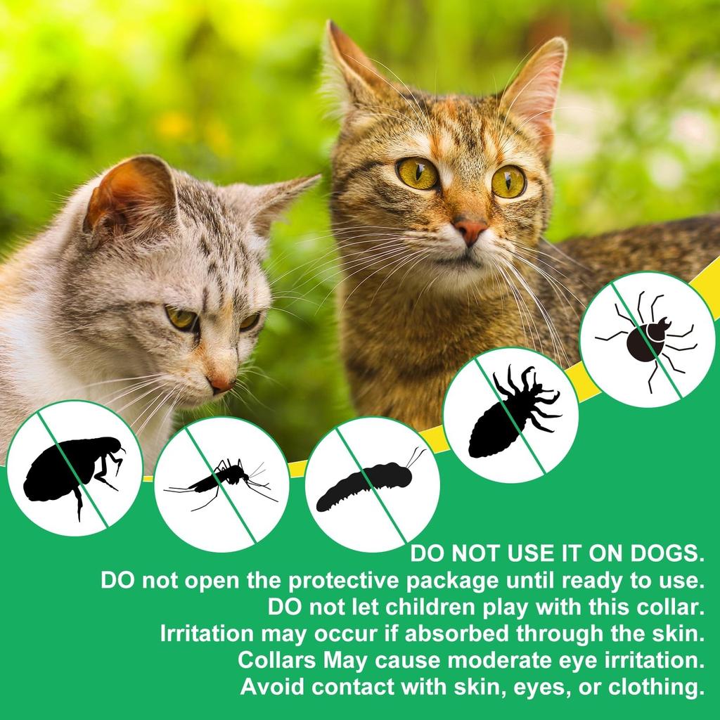 Tick Collar Flea Collar For Cats Effectively Protects Against Skin Allergies Soft And Comfortable Adjustable And Waterproof Suitable For All Cats