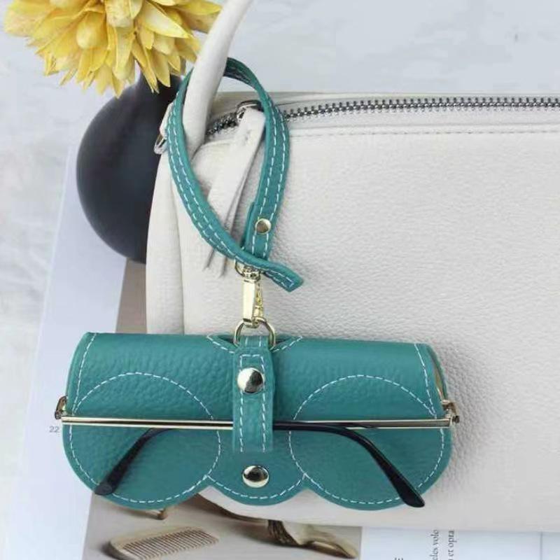 Чехол для очков с тиснением личи, милые подвесные солнцезащитные очки из искусственной кожи, сумка для хранения очков для чтения, портативный дорожный держатель для очков