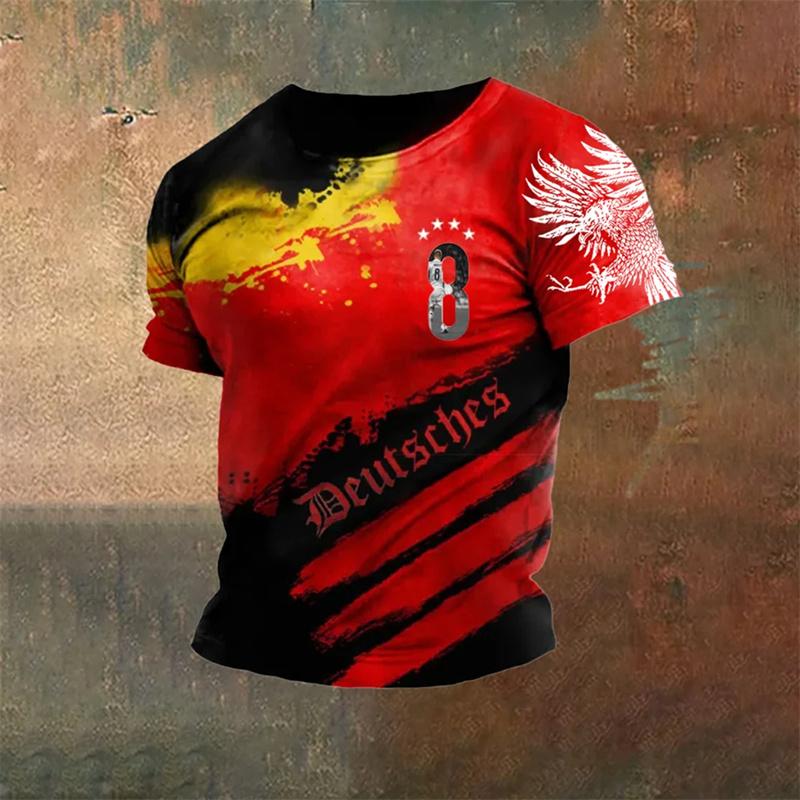 Germany Flag 3D Printed T-shirt For Men Cool O-Neck Short Sleeve Streetwear Loose T Shirts Summer Loose Outdoor Sports Tees