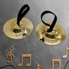 2 Pieces Finger Cymbals Copper Mini Crash Percussion Musical Toy with Rope for Kids Suitable