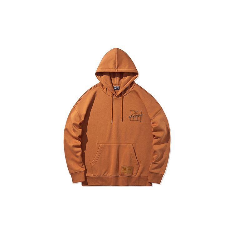 Li-Ning Баскетбольная серия Badfive, теплая свободная толстовка с капюшоном на флисовой подкладке, янтарно-коричневая AWDQ767-2