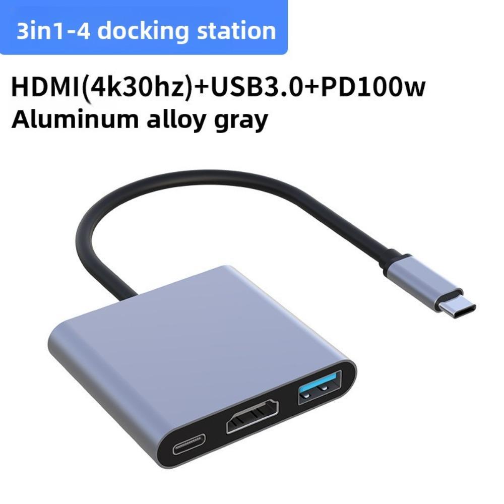 Адаптер-хаб с тройным док-портом Type-C на HDMI для ТВ, проектора, ноутбука с расширением 3 в 1