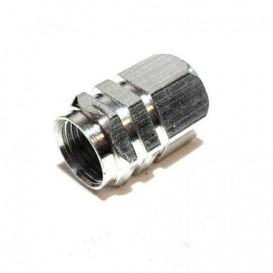 4 Silver Hex Aluminum Wheel Tire Pressure Air Stem Valve Caps for Auto-Car-Truck