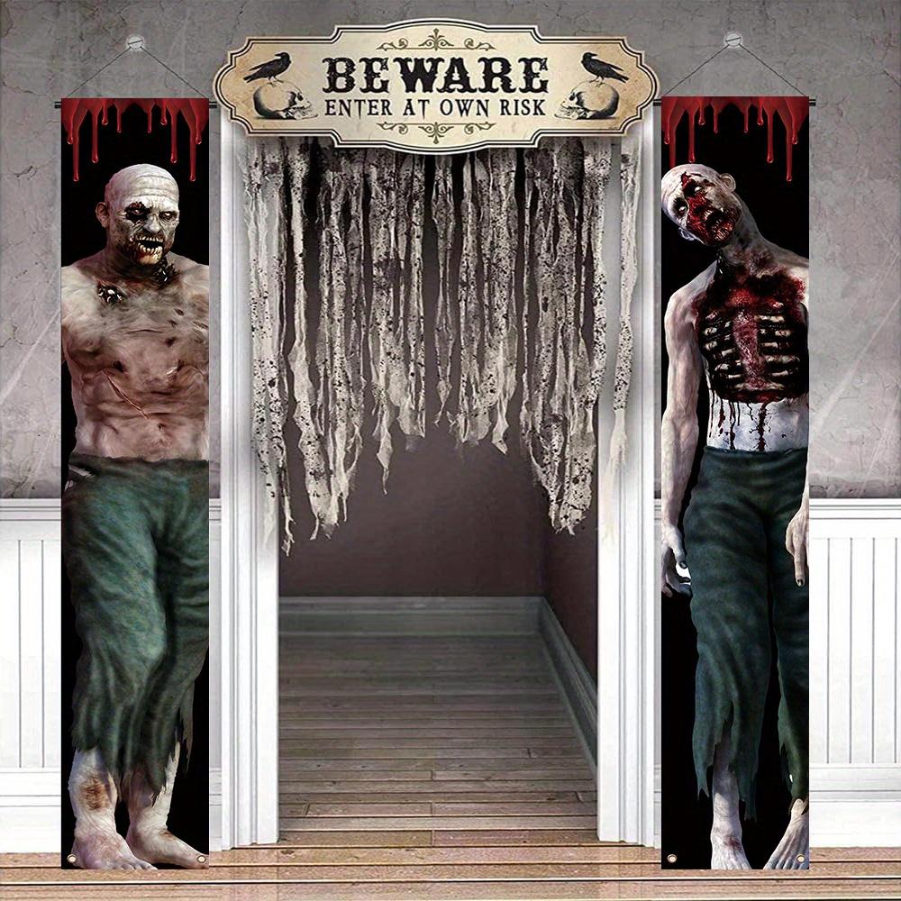 Halloween Porch Sign Zombie Multipurpose Carnival 1 Pair Polyester Indoor Outdoor Decor