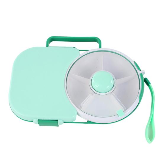 Детский ланч-бокс, вращающийся органайзер для закусок, 5-секционный бенто-бокс с маленьким вращающимся контейнером для закусок, откидной контейнер для ланча для школы, путешествий