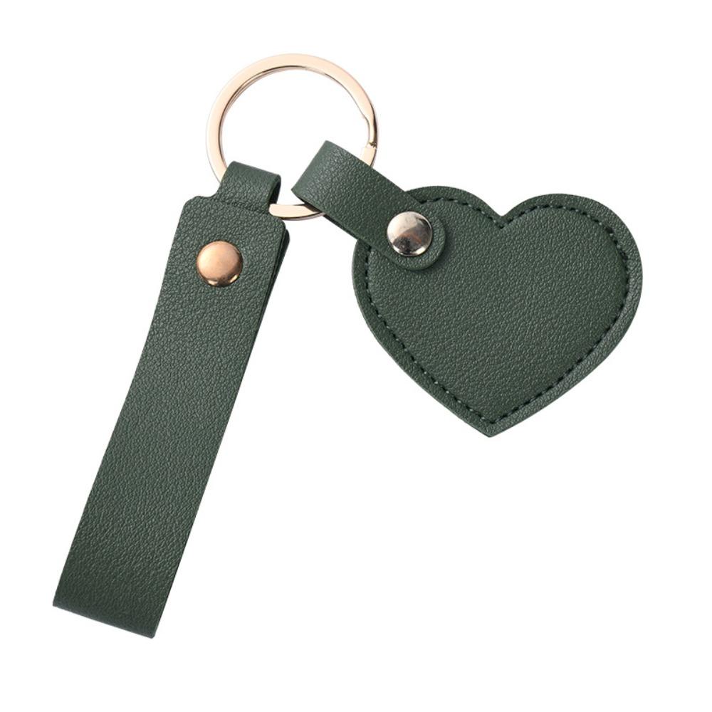 Solid Color Leather Heart Keyring PU Colorful Pendant Fashion Heart Shape Keychain  Unisex