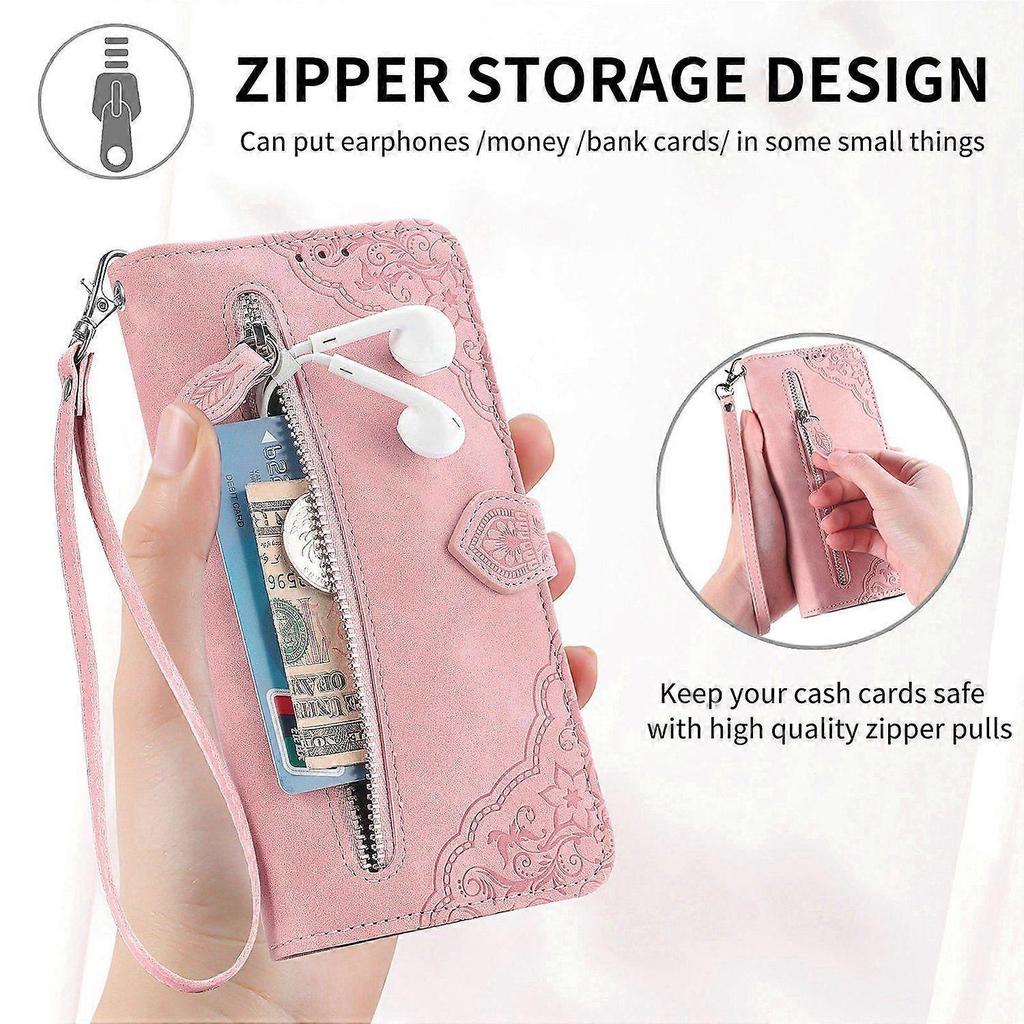 Compatible With Samsung Galaxy A57 5G Zip Pouch Magnetic Card Holder with Wrist Strap Wallet Pouch for Samsung Galaxy A57 5G
