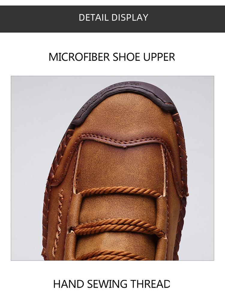 Мужские осенние короткие ботинки: Высокие кожаные туфли с плоским дном для работы на открытом воздухе. Кроссовки Cross border большого размера.