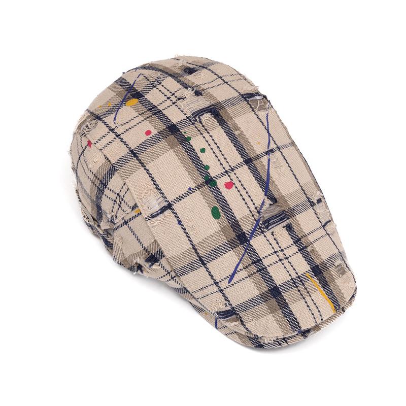 Кепка в клетку в стиле ретро, женская восьмиугольная кепка, весна-лето, кепка газетчика