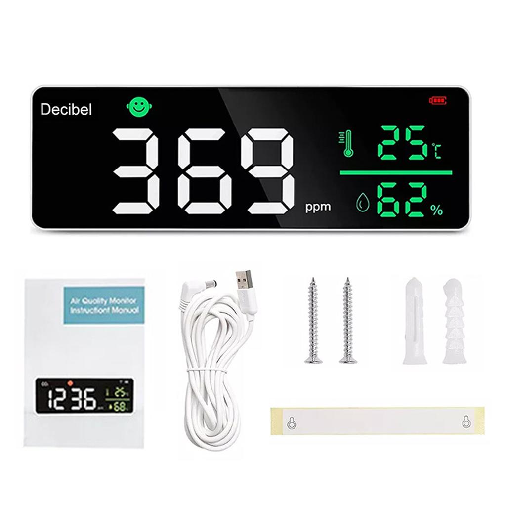Измеритель уровня звука в децибелах, 11-дюймовый большой светодиодный дисплей, измеритель шума, температуры и влажности с индикатором значков сигнализации, многофункциональный