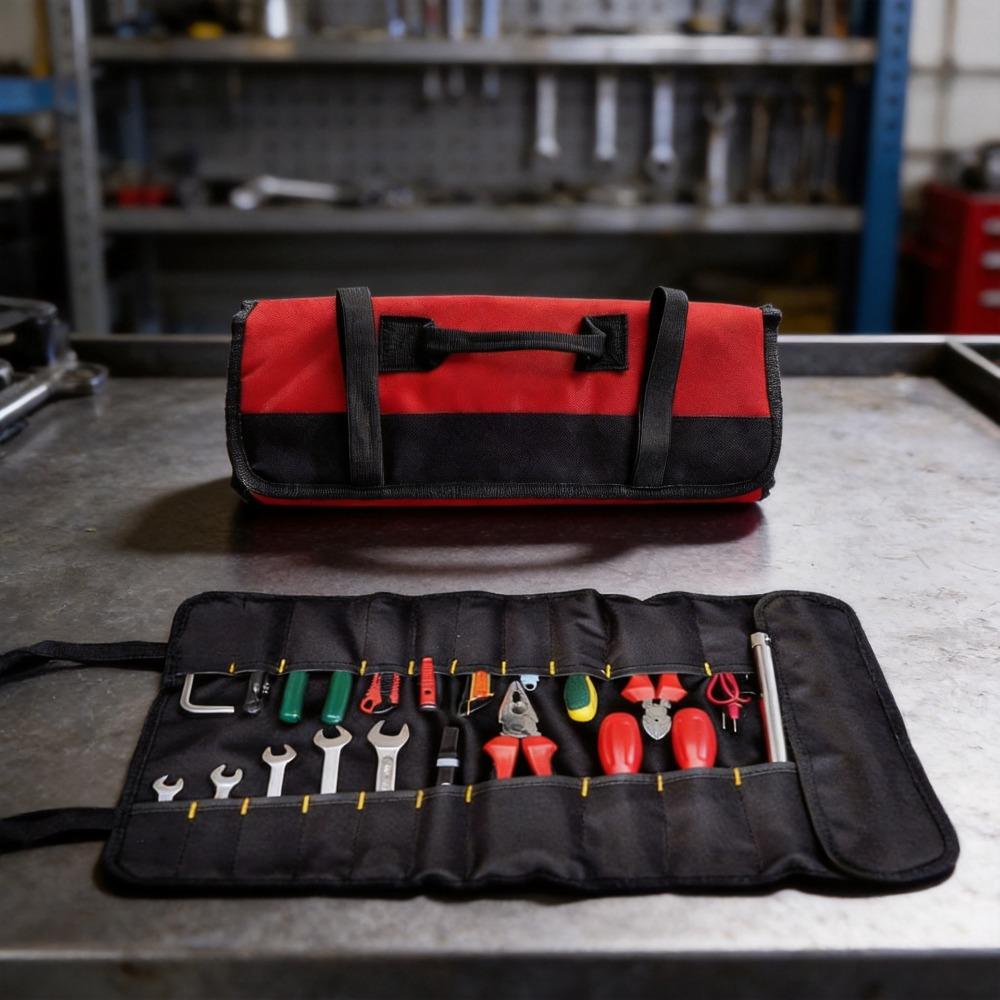 Portable Roll Up Tool Bag Hardware Storage Pouch for Electrician Pliers Screwdrivers Multifunctional Tool Kit for Outdoor Vehicle Repair Maintenance