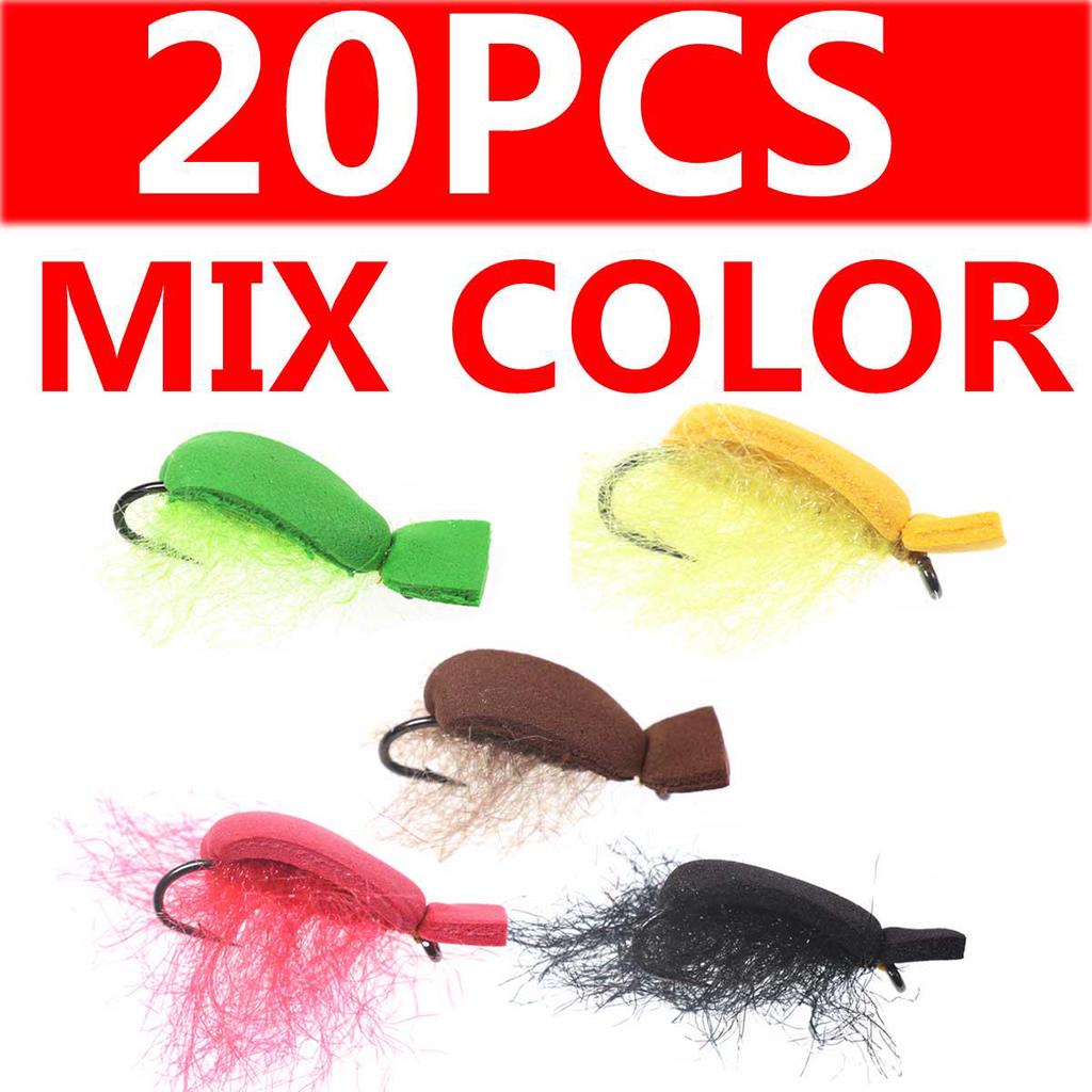 20 шт. плавающие пенопластовые жуки, сухая рыба, форель, мушки для рыбалки, искусственные наживки Pesca, насекомые, рыбная приманка, колючий крючок, размер 12